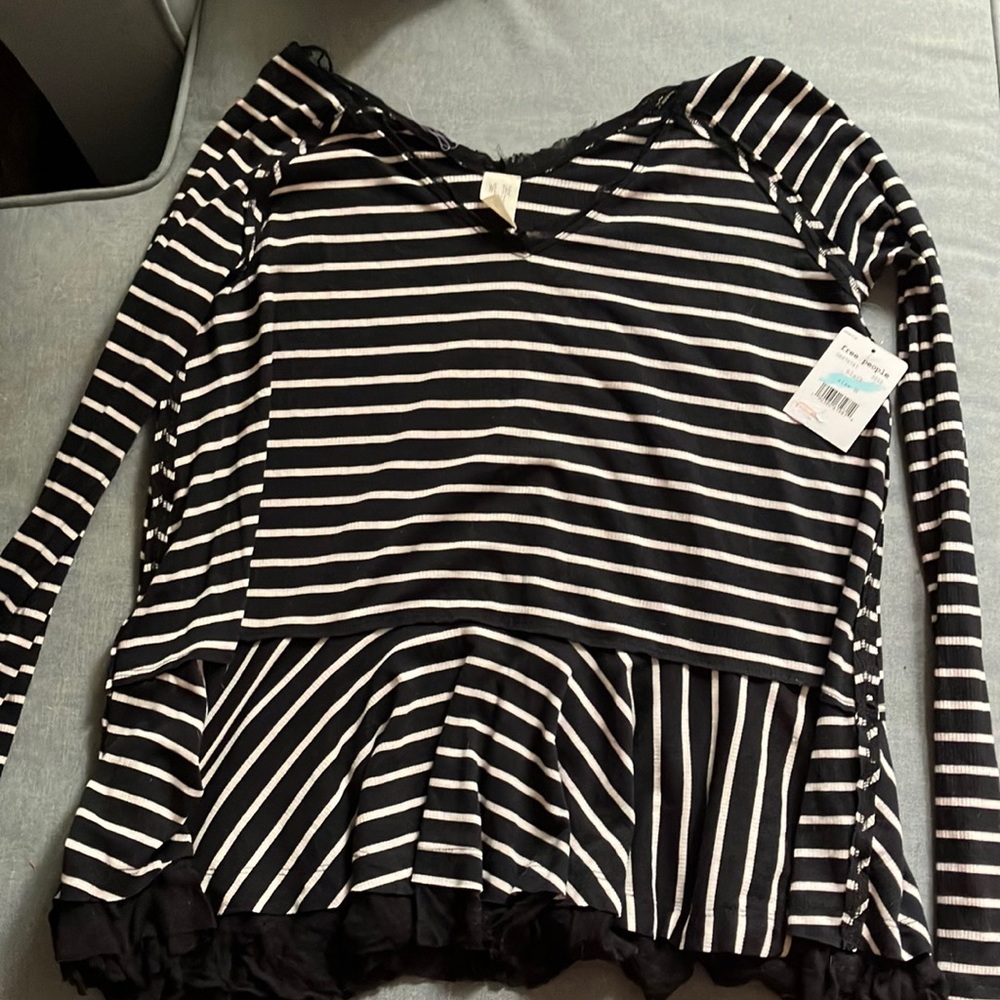 Free people long sleeve black and white nwt